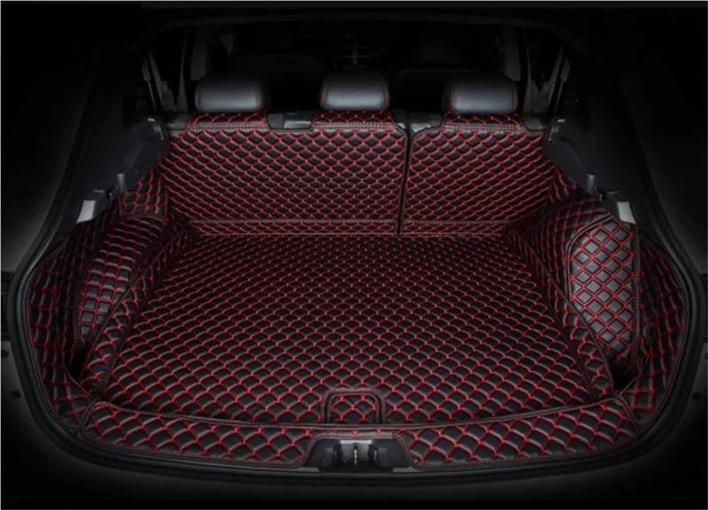 PENGNAQP Kompatibel mit Nissan für Qashqai J11 2015 2016 2017 2018 2019 kompletter Satz Kofferraummatten wasserdichte Cargo-Liner Kofferraumteppiche Kofferraummatte(Black with red) von PENGNAQP