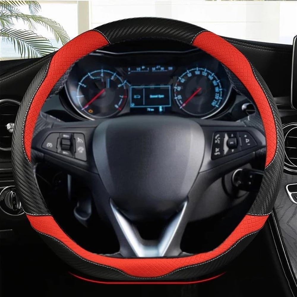 PENGNAQP Kompatibel mit Opel für Astra 2015 2016 2017 2018 2019 2020 2021 Auto-Lenkradabdeckung D-Form PU Interieur-Zubehör(Red) von PENGNAQP