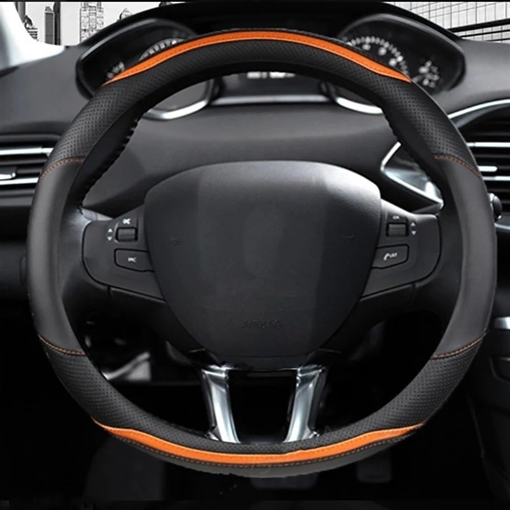 PENGNAQP Kompatibel mit Peugeot für 308 II III T7 T9 SW 2014–2021 Auto-Lenkradabdeckung Kohlefaser-PU Auto-Innenraum Interieur-Zubehör(Orange) von PENGNAQP