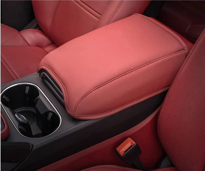 PENGNAQP Kompatibel mit Porsche für Macan 2014–2023. Auto-Mittelkonsolen-Armlehnenbox-Abdeckung, PU-Schutzkissen, Armlehnen, Aufbewahrungsbox, Pad-Matten Interieur-Zubehör(2) von PENGNAQP