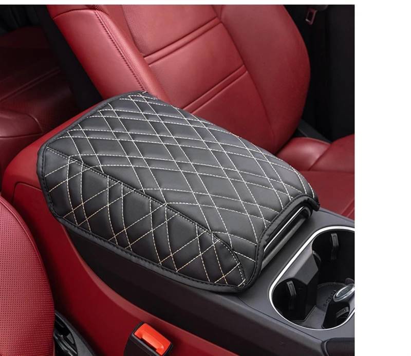 PENGNAQP Kompatibel mit Porsche für Macan 2014–2023. Auto-Mittelkonsolen-Armlehnenbox-Abdeckung, PU-Schutzkissen, Armlehnen, Aufbewahrungsbox, Pad-Matten Interieur-Zubehör(4) von PENGNAQP