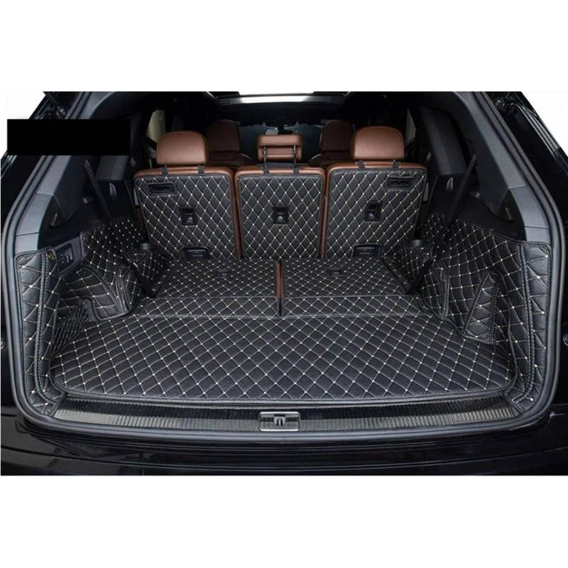 PENGNAQP Kompatibel mit Q7 2015 2016 2017 2018 2019 2020 2021 2022 7 Sitze. Spezielle Kofferraummatten, Kofferraumteppiche, Cargo-Liner-Styling Kofferraummatte(Black beige) von PENGNAQP