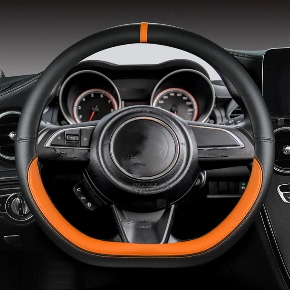 PENGNAQP Kompatibel mit Suzuki für Swift 2017 2018 2019 2020 2021 2022 Sport PU D-Form 38 cm Auto-Lenkradabdeckung Interieur-Zubehör(Orage) von PENGNAQP