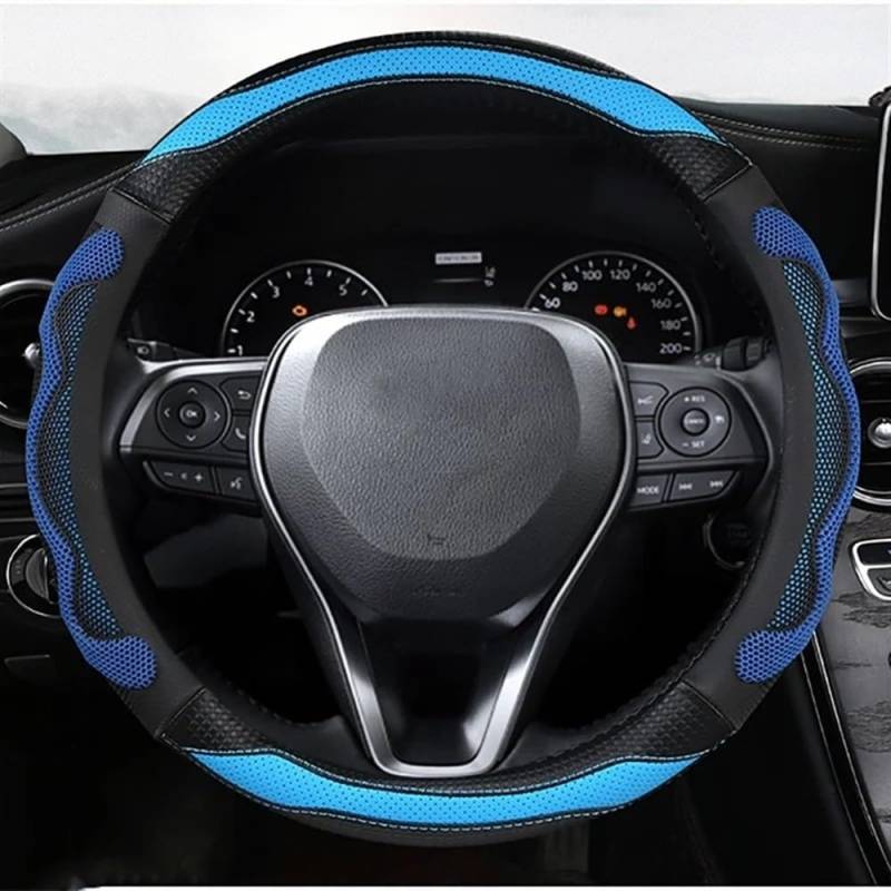 PENGNAQP Kompatibel mit Toyota für Camry für C&orolla für Harrier für Fortuner Auto-Lenkradabdeckung 38 cm PU Interieur-Zubehör(Blue) von PENGNAQP