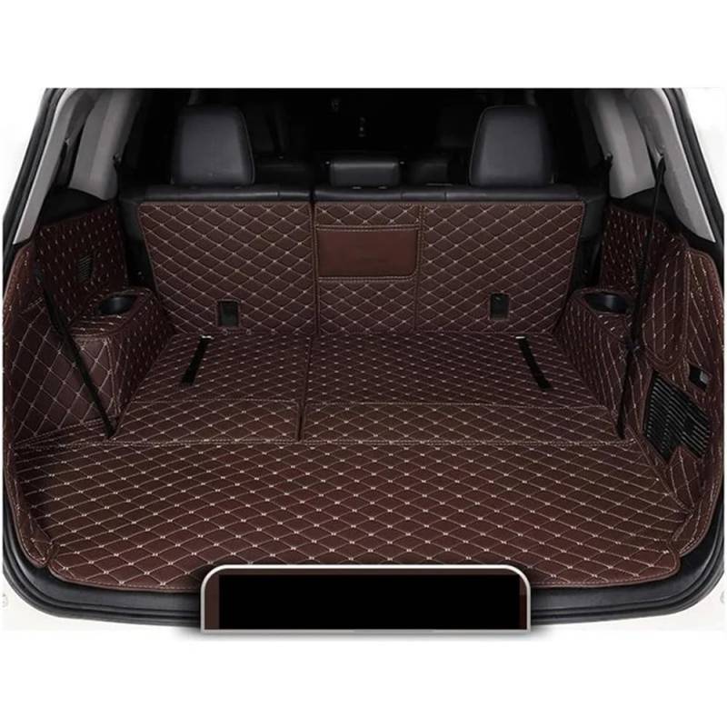 PENGNAQP Kompatibel mit Toyota für Highlander für Hybrid 7 Sitze 2021 2022 Spezielle Kofferraummatten wasserdichte Kofferraumteppiche Cargo Liner Kofferraummatte(Coffee no subwoofer) von PENGNAQP