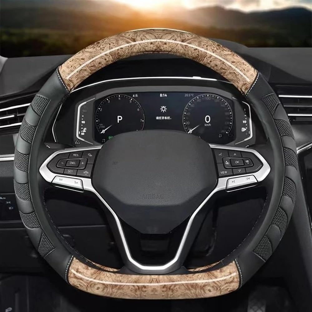 PENGNAQP Kompatibel mit VW für Golf 7 8 für Polo 2014–2021 D-förmige Auto-Lenkradabdeckung PU-Lenkradnaben Interieur-Zubehör(BEIGE) von PENGNAQP