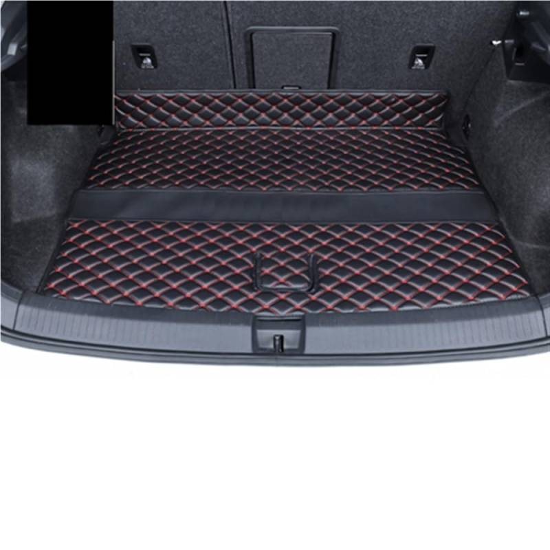 PENGNAQP Kompatibel mit VW für T-ROC für TROC 2019 2020 2021 Kofferraummatten PU Cargo Liner Kofferraumteppiche Innenabdeckung Kofferraummatte(Black red 1 pcs) von PENGNAQP