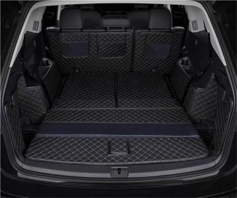 PENGNAQP Kompatibel mit VW für Tiguan für Allspace 7 Sitze 2018-2023 Spezielle Kofferraummatten wasserdichte Kofferraumteppiche Cargo Liner-Abdeckung Kofferraummatte(Black with Black) von PENGNAQP