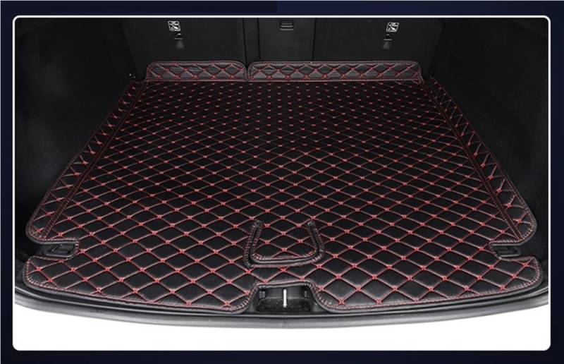 PENGNAQP Kompatibel mit Volvo für Xc60 2009-2014 PU-Kofferraummatten Schutzablage Cargo Liner Zubehör Styling Kofferraummatte(Black red 1 pcs) von PENGNAQP