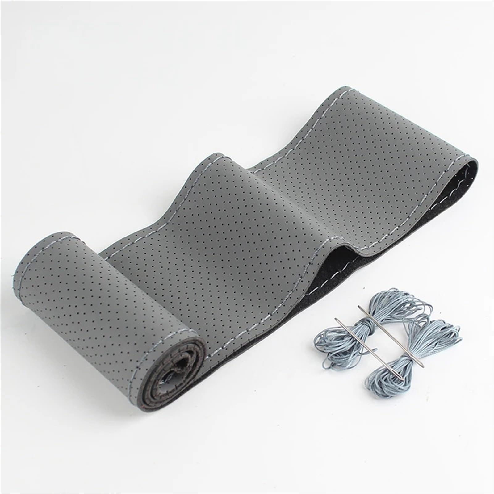 PU DIY Auto Lenkrad Abdeckung Geflecht 38 cm 15 Zoll Hand-genäht Weiche Nicht-Slip Atmungsaktive Auto Lenkrad Fall Innen Zubehör Interieur-Zubehör(Gray 2) von PENGNAQP