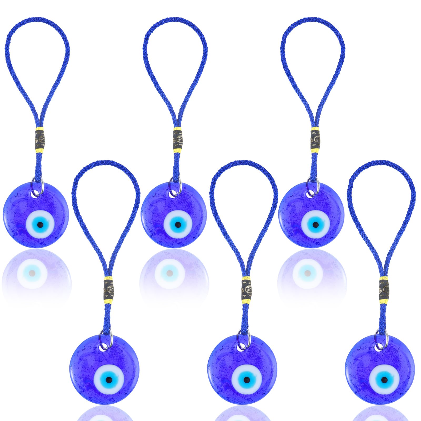 Auto Anhänger 6 Stück Evil Eye Car Charm,Blau Böses Auge Schlüsselbund,Auto Amulett Ornament Reize Anhänger Auto Hängezubehör, Evil Eye Auto Hängedeko Böser Blick-Anhänger für Glück, Schutz und Segen von PEOVLVN