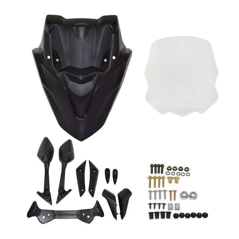 Moto Windschild Für N-Max Für 155 Für NMAX155 2021 2022 2023 Motorrad Windschutzscheibe Windschutzscheibe Frontmaske Panel Rückspiegel Ki Windschutz Motorrad Windschild(Dark Smoke) von PEPKWELYCB