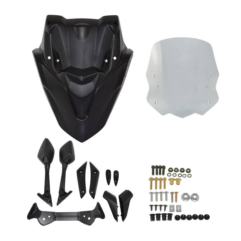 Moto Windschild Für N-Max Für 155 Für NMAX155 2021 2022 2023 Motorrad Windschutzscheibe Windschutzscheibe Frontmaske Panel Rückspiegel Ki Windschutz Motorrad Windschild(Transparent) von PEPKWELYCB