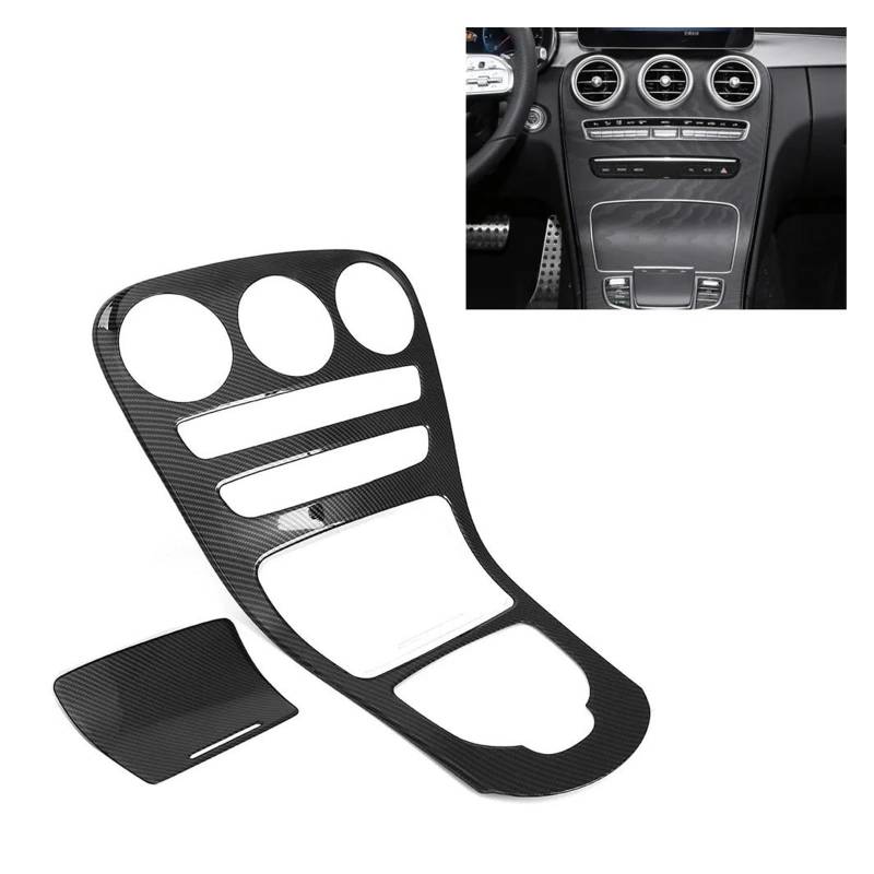 Panel Control Frame Trim Für Benz Für W205 Für C180L Für C200 Für C300 Für GLC Für X253 2015-2018 Carbon Fiber ABS Auto Mittelkonsole Panel Dekoration Abdeckung Trim Interieur Zubehör(Without Clock) von PEPKWELYCB