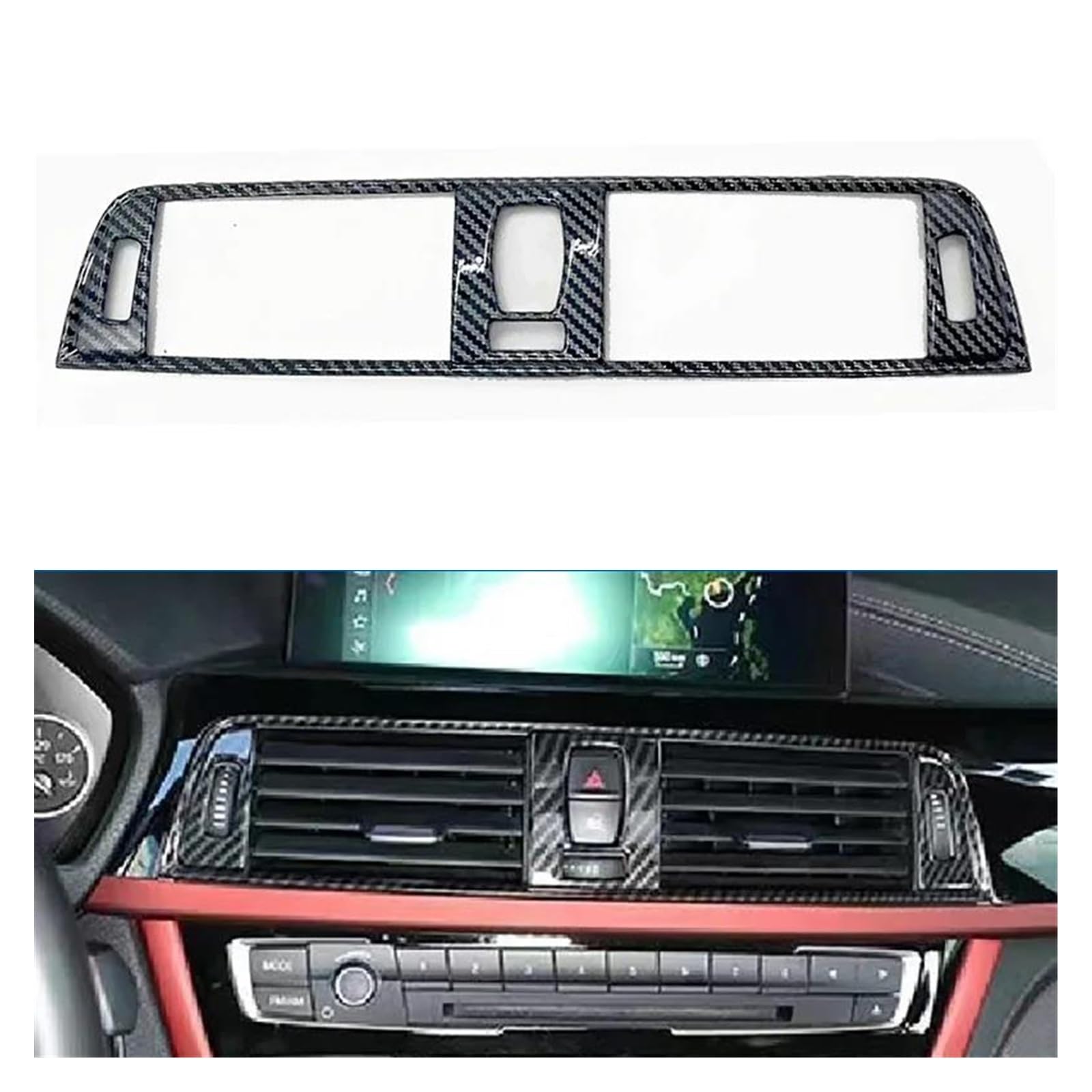 Panel Control Frame Trim Für F30 Für F31 Für F32 Für F33 Für F36 Auto Konsole Klimaanlage Vent Abdeckung Trim Rahmen Aufkleber Carbon Faser Für Stil Glänzend Schwarz Interieur Zubehör(Carbon fiber Loo von PEPKWELYCB