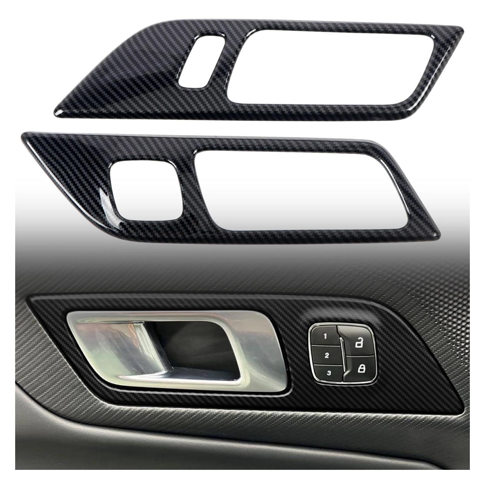 Panel Control Frame Trim Für Ford Für Mustang 2024 2025 ABS Carbon Faser Gedruckt Innen Tür Griff Schalen Abdeckung Trim 2 Stücke Auto Zubehör Interieur Zubehör(High-Equipped) von PEPKWELYCB