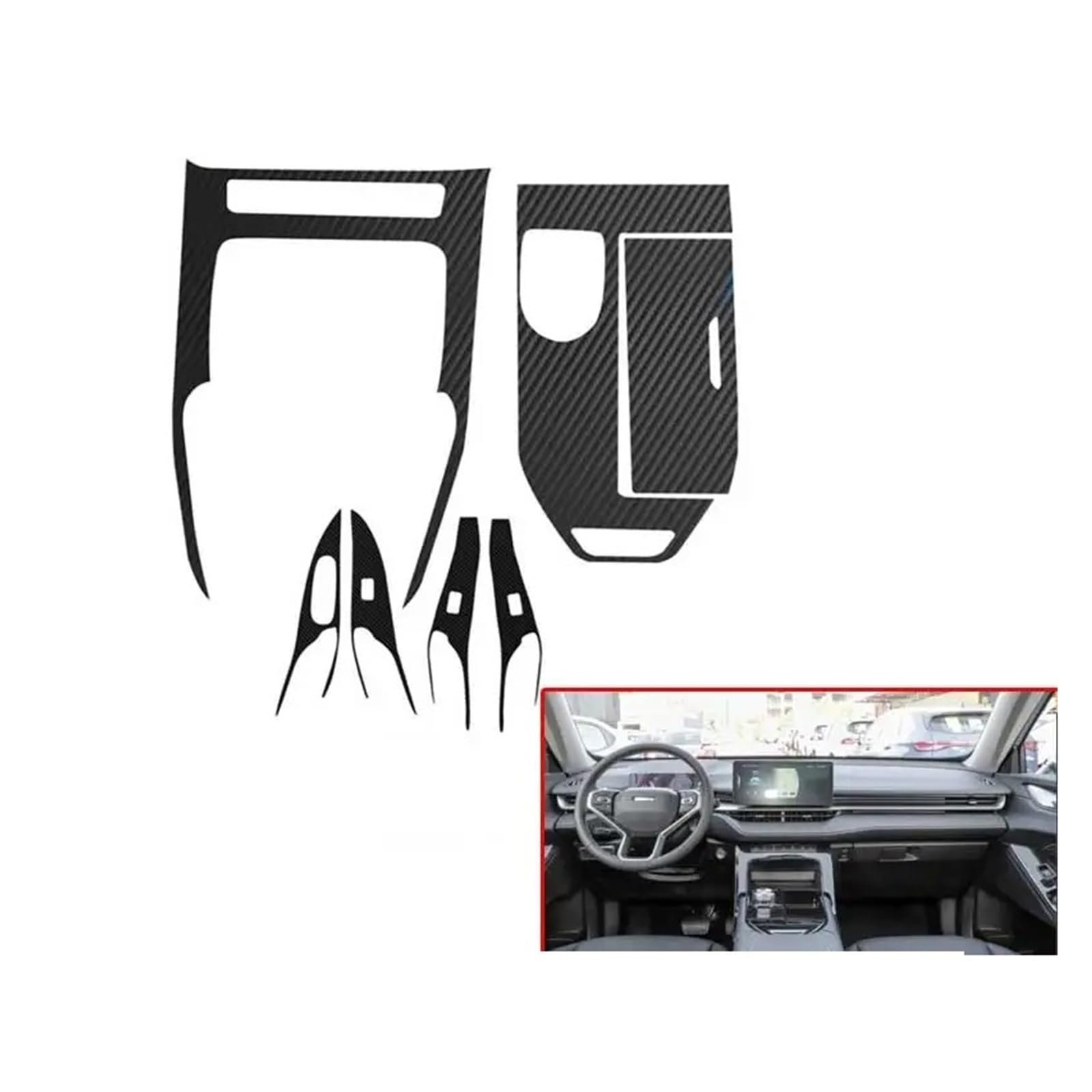 Panel Control Frame Trim Für Haval Für H6 2023 Auto Zubehör Innen Dekoration Film Abdeckung Carbon Faser Modifikation Für Styling Konsole Getriebe Panel Aufkleber Interieur Zubehör(Left Hand Driving) von PEPKWELYCB