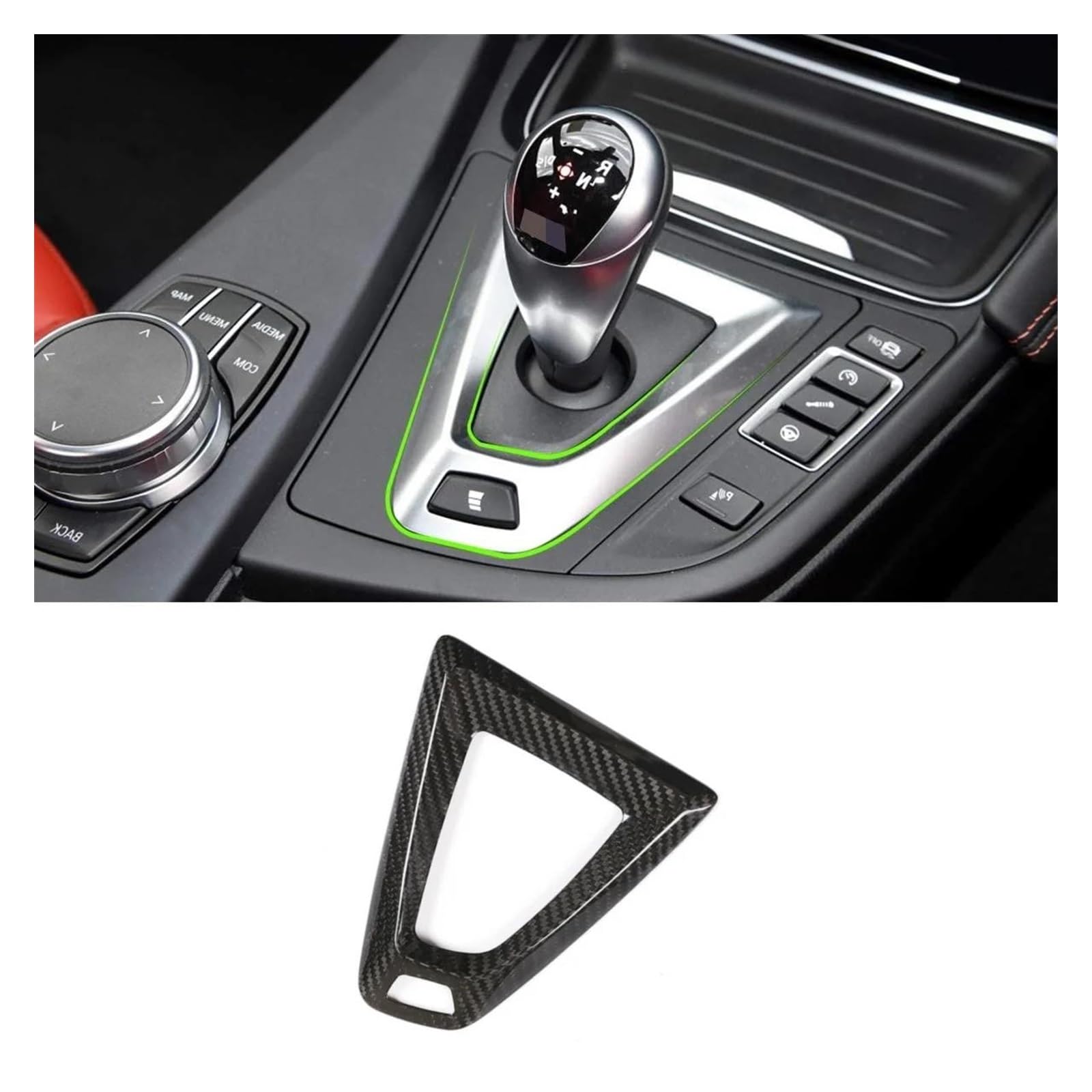 Panel Control Frame Trim Für M3 Für F80 Für M4 Für F82 Für F83 RHD Carbon Fiber Car Center Konsole Schaltknauf Panel Abdeckung Rechts Fahrer Interieur Zubehör(Black-RHD) von PEPKWELYCB