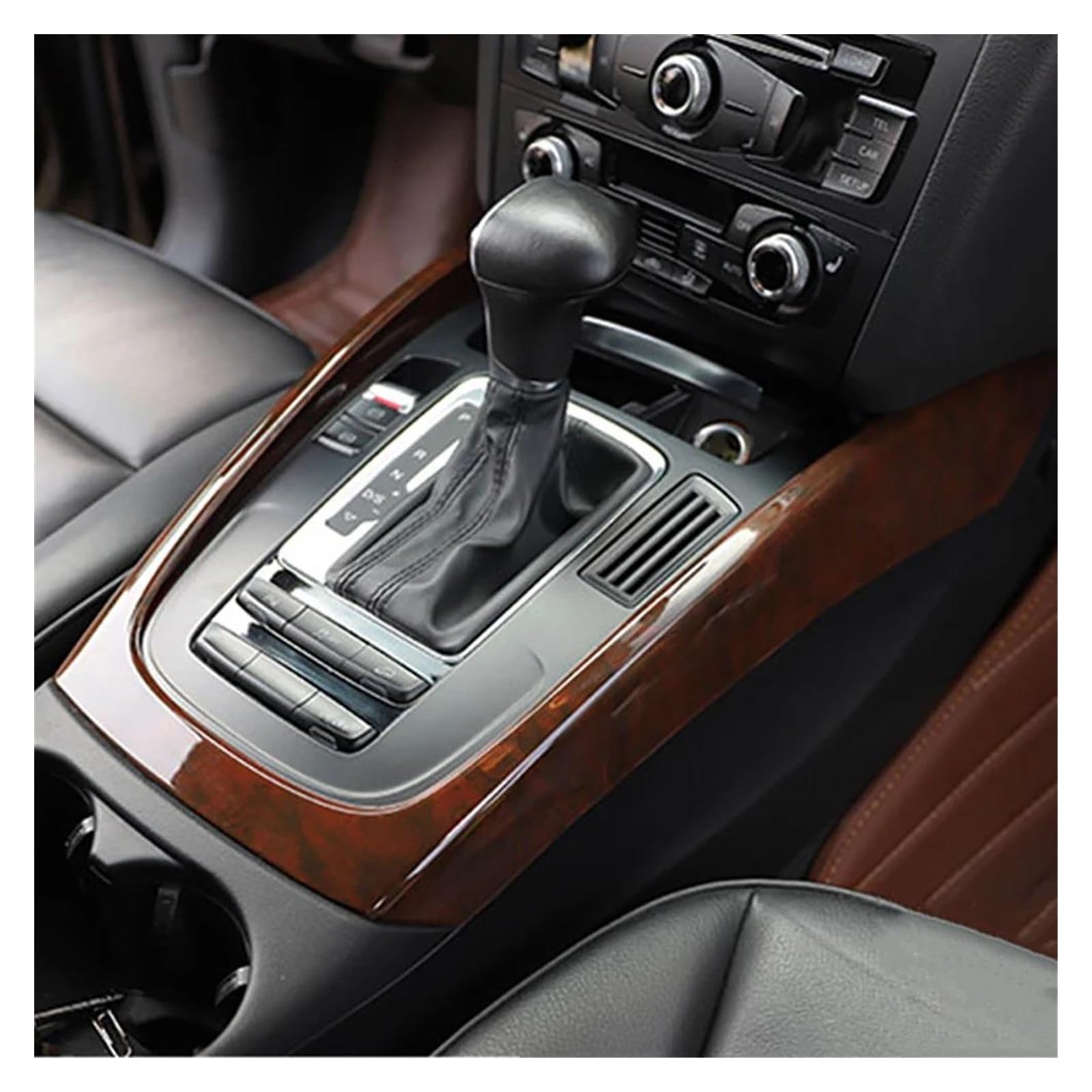 Panel Control Frame Trim Für Q5 2010-2011 2012 2013 2014 2015 2016 2017 Konsole Armlehne Getriebe Shift Dekoration Rahmen Abdeckung Trim Carbon Faser Farbe Innen Interieur Zubehör(Brown) von PEPKWELYCB