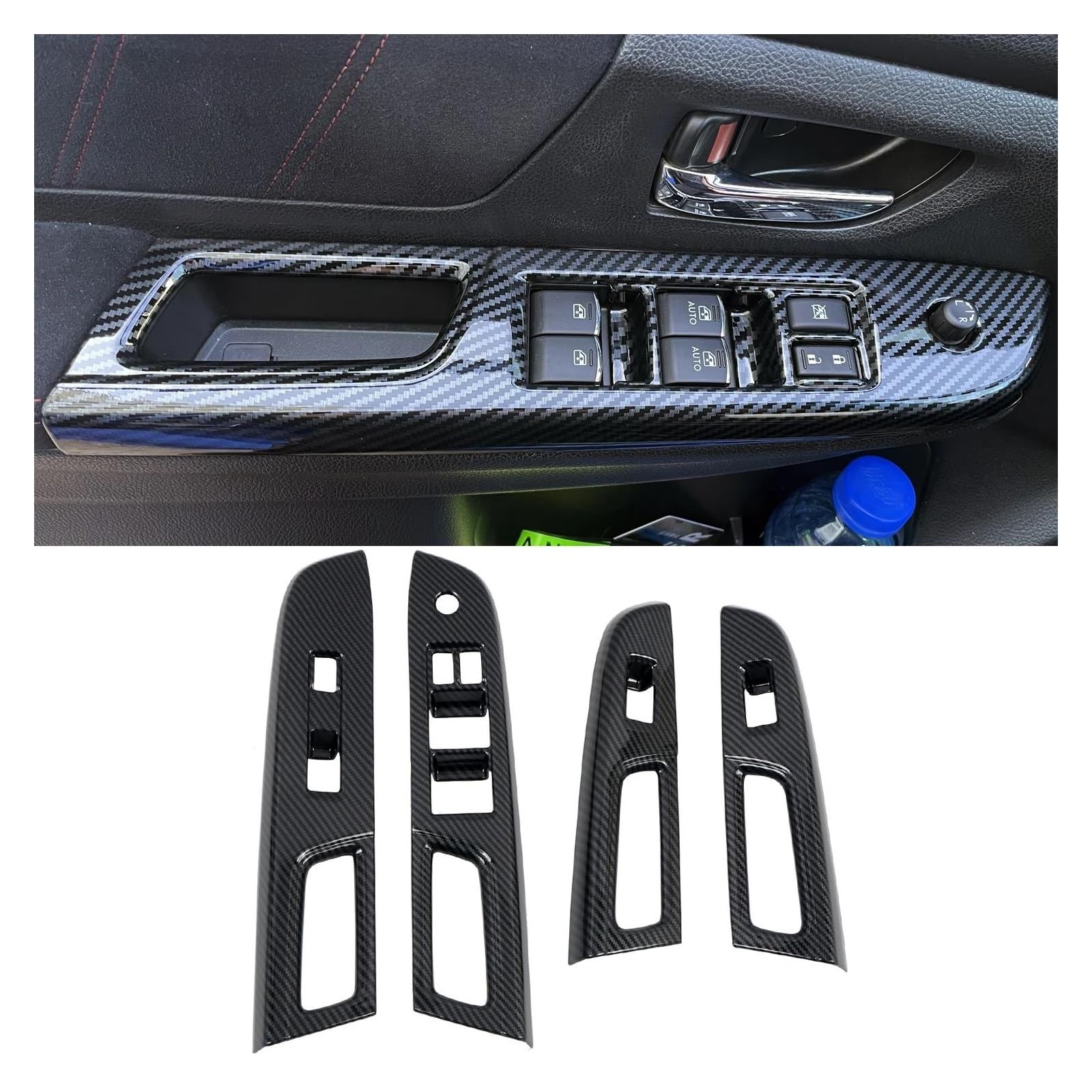 Panel Control Frame Trim Für Subaru Für WRX Für STi 2015-2021 ABS Carbon Faser Gedruckt Innen Fenster Schalter Lift-Taste Abdeckung Trim 4 Stücke Auto Zubehör Interieur Zubehör(LHD) von PEPKWELYCB