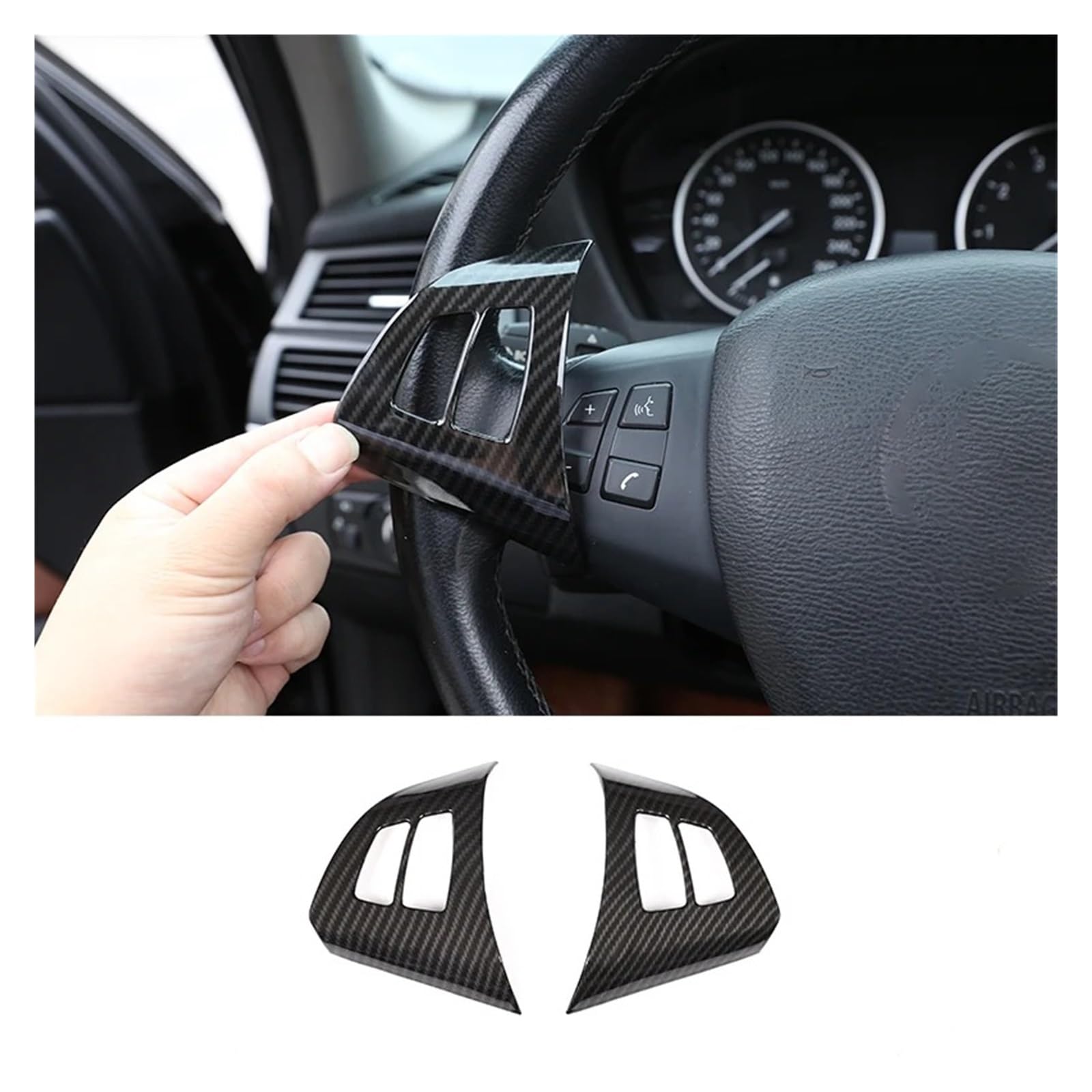 Panel Control Frame Trim Für X5 Für E70 2008 2009 2010-2013 ABS Auto Carbon Faser Für Stil Innen Lenkrad Schalter Taste Rahmen Abdeckung Aufkleber Interieur Zubehör(Style A) von PEPKWELYCB