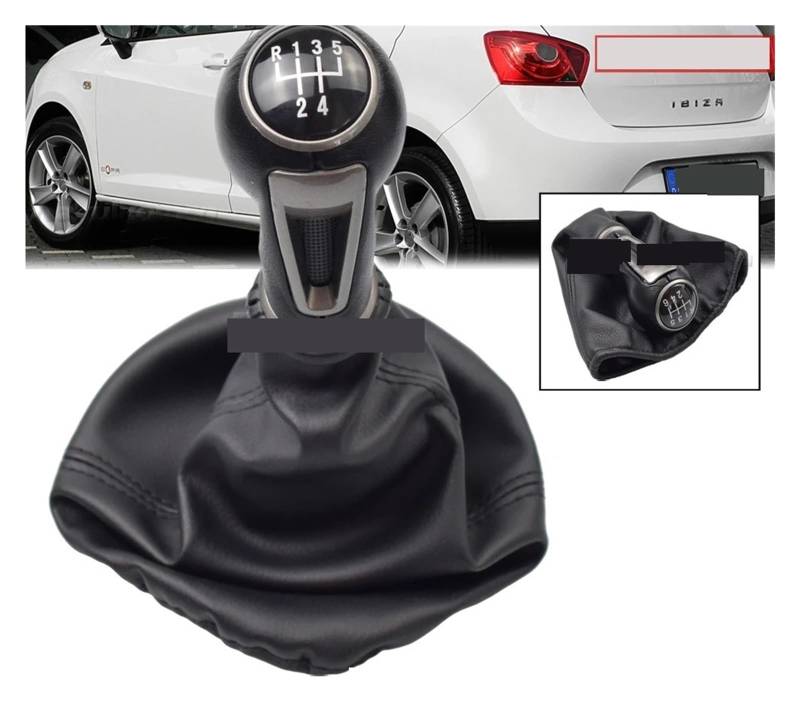 Schaltknauf Knauf Für SEAT Für Ibiza IV Auto Schaltknauf Hebel Stick Gamasche Boot Abdeckung Kragen Leder Auto Schalthebel(R6-Speed) von PEPKWELYCB