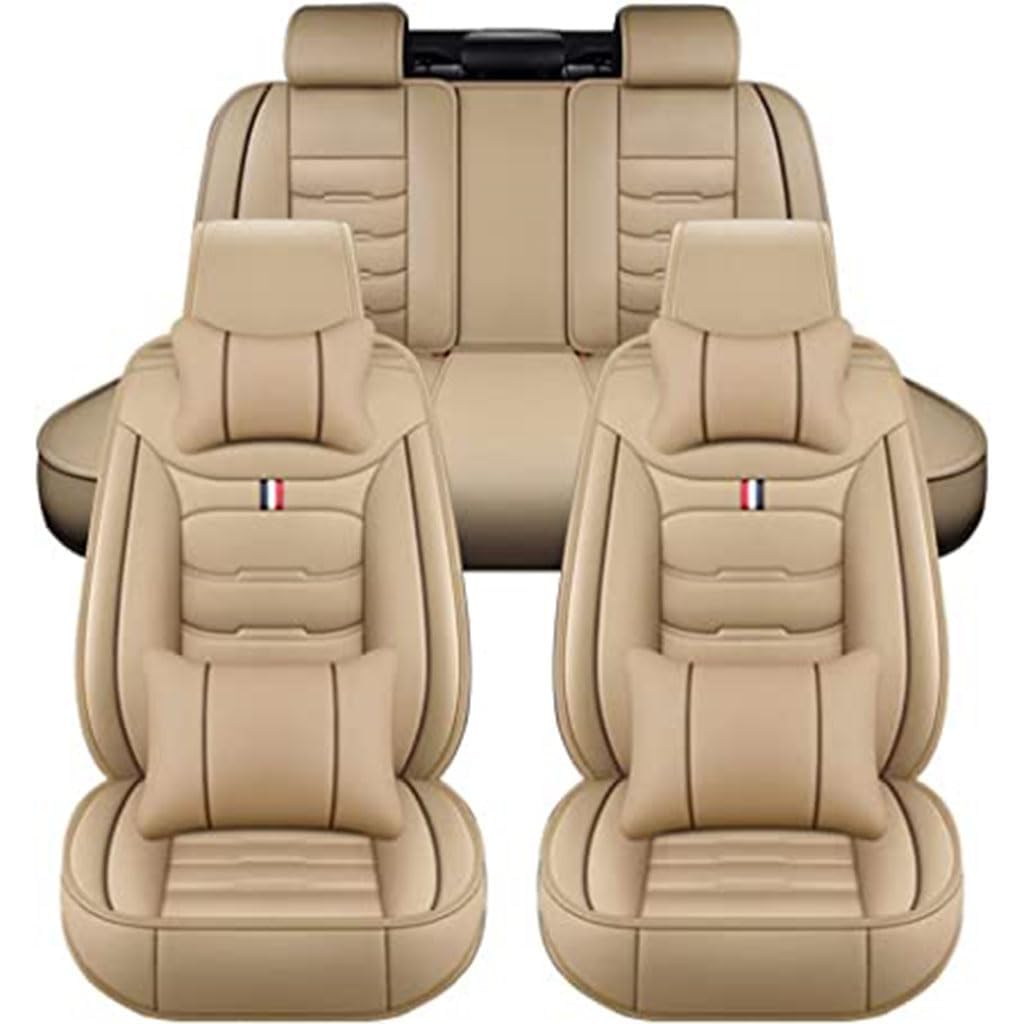 PERFECC Auto Schonbezüge für Acura MDX 2007-2013,Vordersitzbezüge Sitzbezüge PU Leder wasserdichte Autositzschoner Innere Zubehör,A-beige von PERFECC