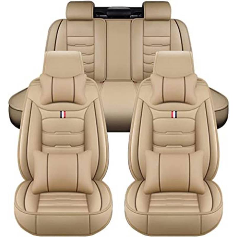 PERFECC Auto Schonbezüge für Acura MDX 2007-2013,Vordersitzbezüge Sitzbezüge PU Leder wasserdichte Autositzschoner Innere Zubehör,A-beige von PERFECC