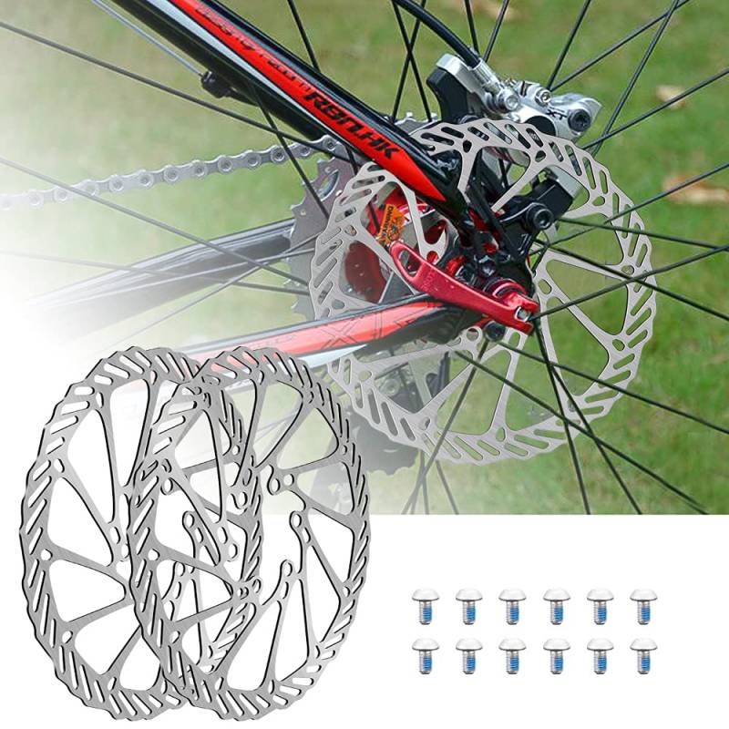 PERFETSELL 2 Stücke Bremsscheibe Fahrrad 160mm MTB Mountainbike Bremsen Rotor 6 Loch Stahl Scheibenbremse Centerlock mit 12 Schrauben für Rennrad Fahrrad von PERFETSELL