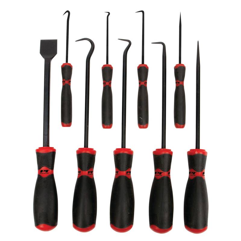 PERFORMANCE TOOL W948 9-teiliges Haken-/Plektren-/Schaber-Set, Schwarz/Rot von PERFORMANCE TOOL