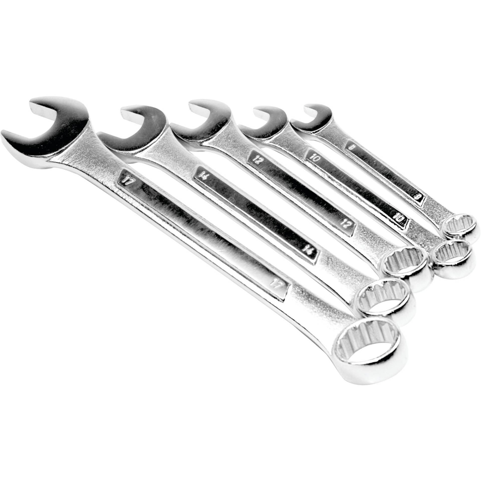 Performance Tool W15MP Wärmebehandelte Stahllegierung, metrisches Ringmaulschlüssel-Set, inklusive Größen 8 mm, 10 mm, 12 mm, 14 mm und 17 mm von PERFORMANCE TOOL