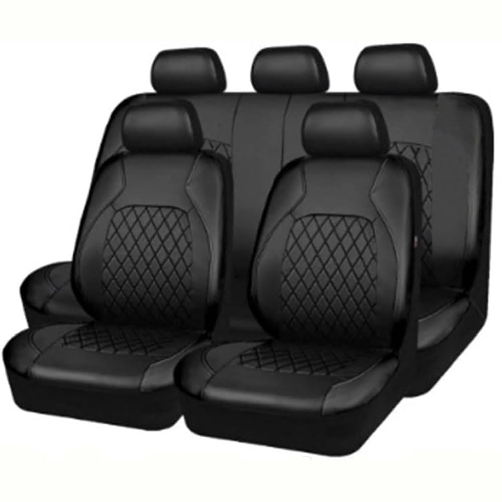 PERTID 9 Stück Auto Leder Sitzbezüge Sets für Nissan Juke SUV 2010-2014, Sitzschoner Schonbezug Allwetter Wasserdicht Atmungsaktiv Zubehör,B/Black von PERTID