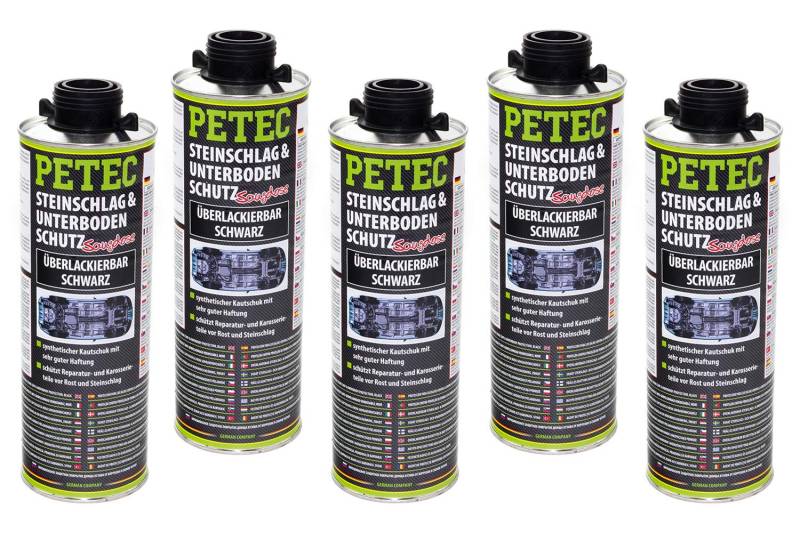 5 x PETEC 1L Steinschlag & Unterbodenschutz Saugdose Schwarz überlackierbar von PETEC