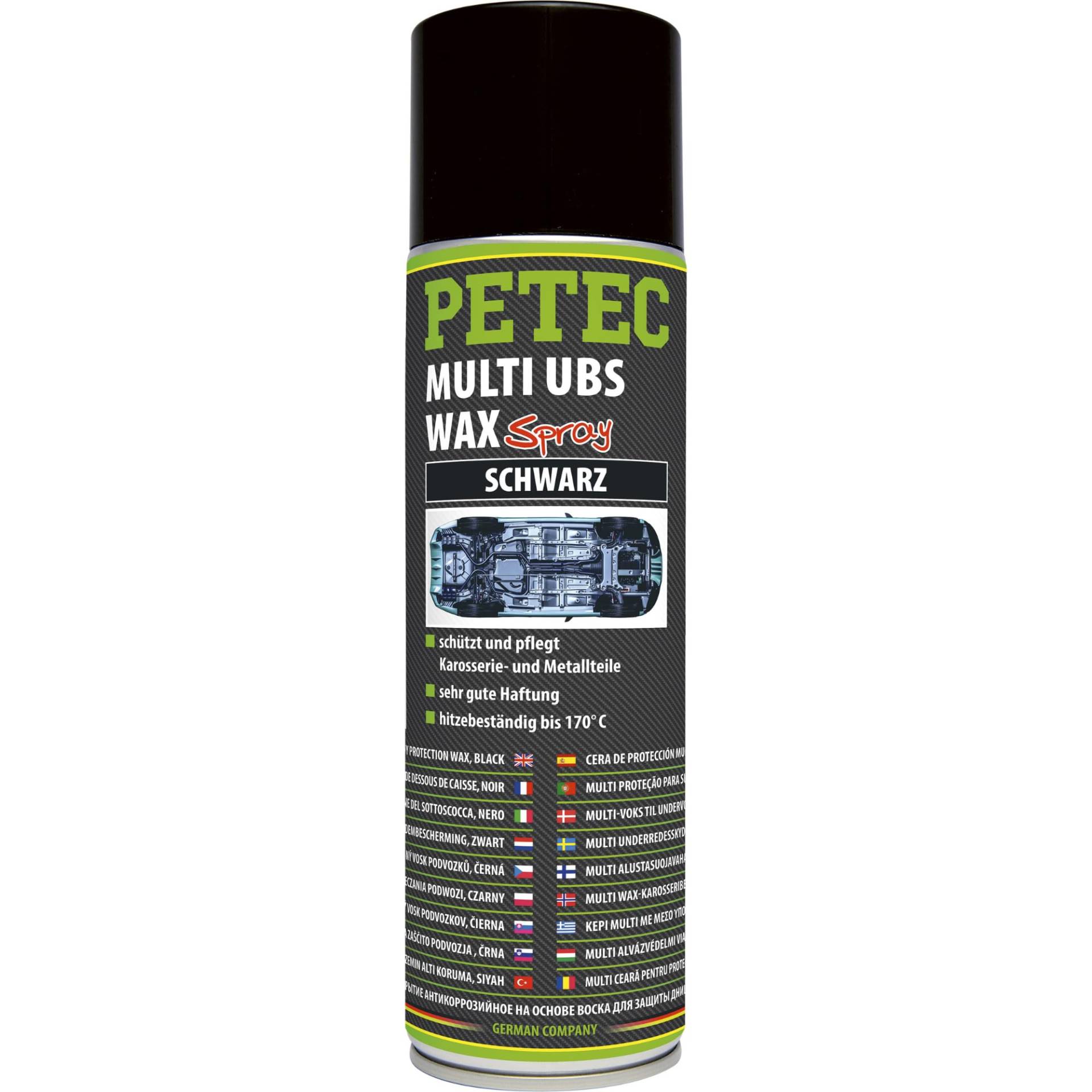 PETEC Multi UBS Wax Sprühwachs Korrosionsschutz Steinschlagschutz Spray schwarz Hohlraumwachs Auto 500 ml Hohlraumversiegelung Wachs Autopflege 73460 von PETEC