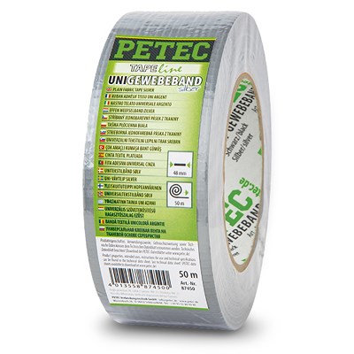 Petec Uni Gewebeband 50 m x 48 mm, silber von PETEC