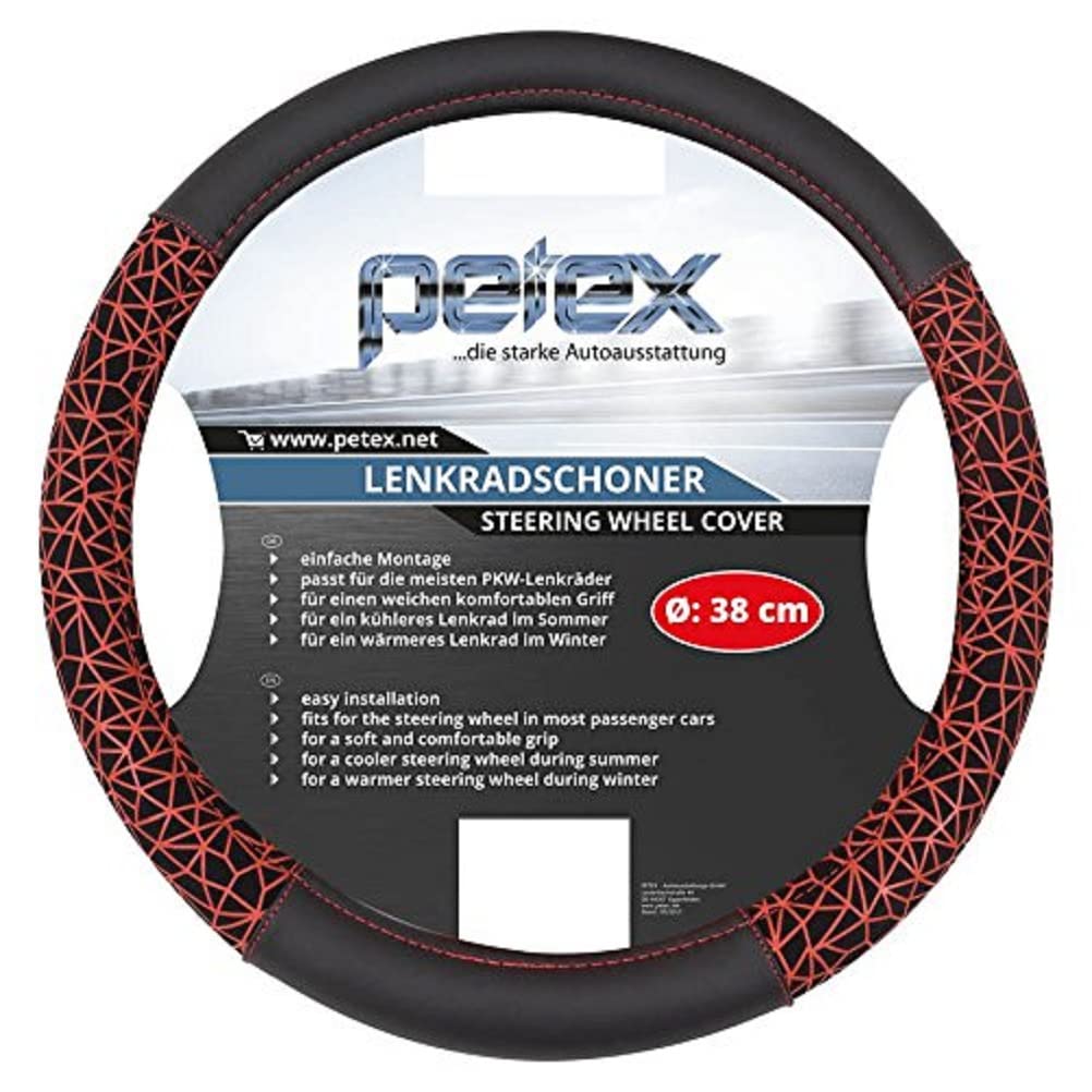 PETEX 433110412 Lenkradschoner, Durchmesser 38 cm, TPE-Ring, Design 1104, Rot, M von PETEX