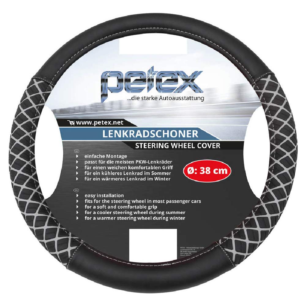 PETEX 433110518 Lenkradschoner, Durchmesser 38 cm, TPE-Ring, Design 1105, Grau, M von PETEX