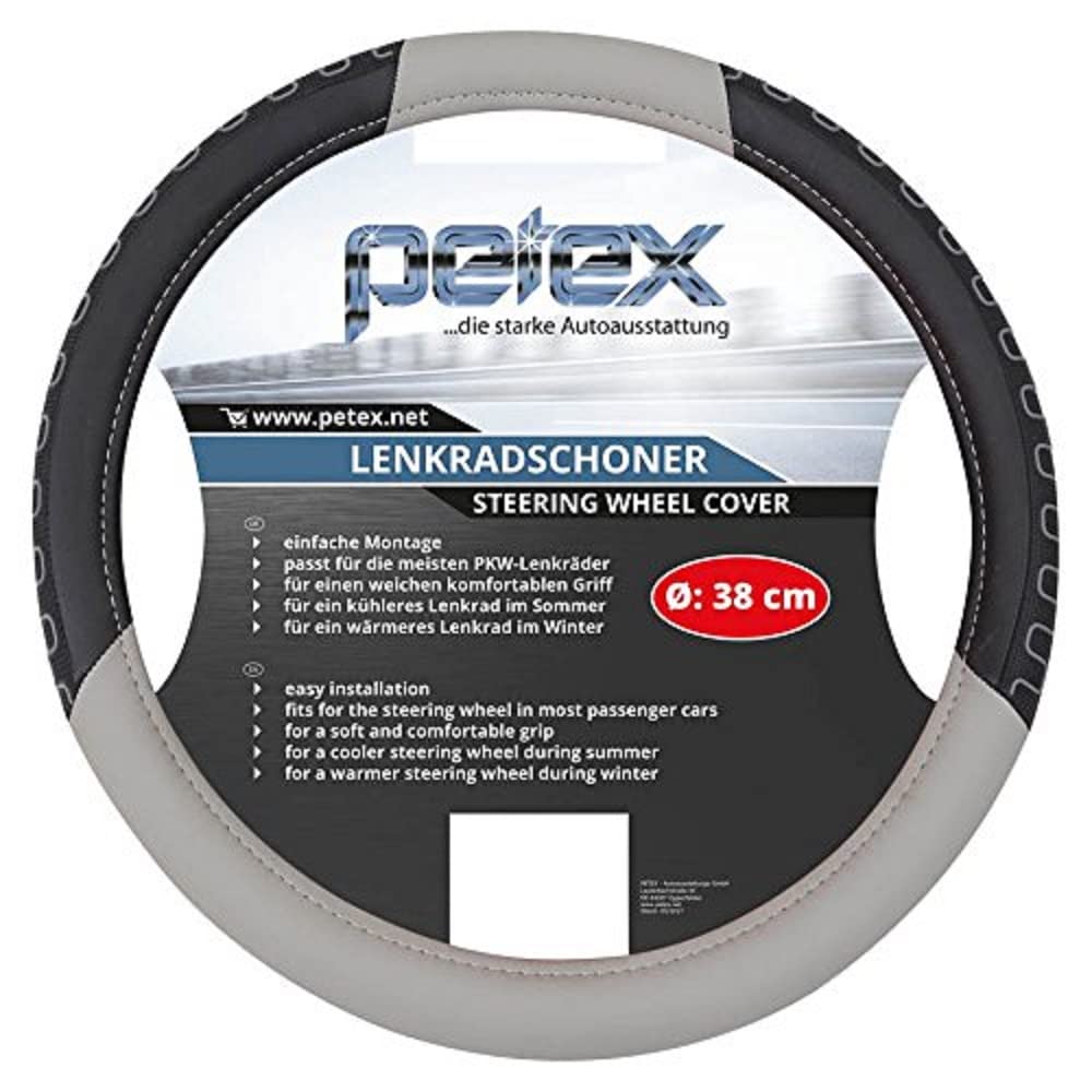 PETEX 433110618 Lenkradschoner, Durchmesser 38 cm, TPE-Ring, Design 1106, Grau, M von PETEX