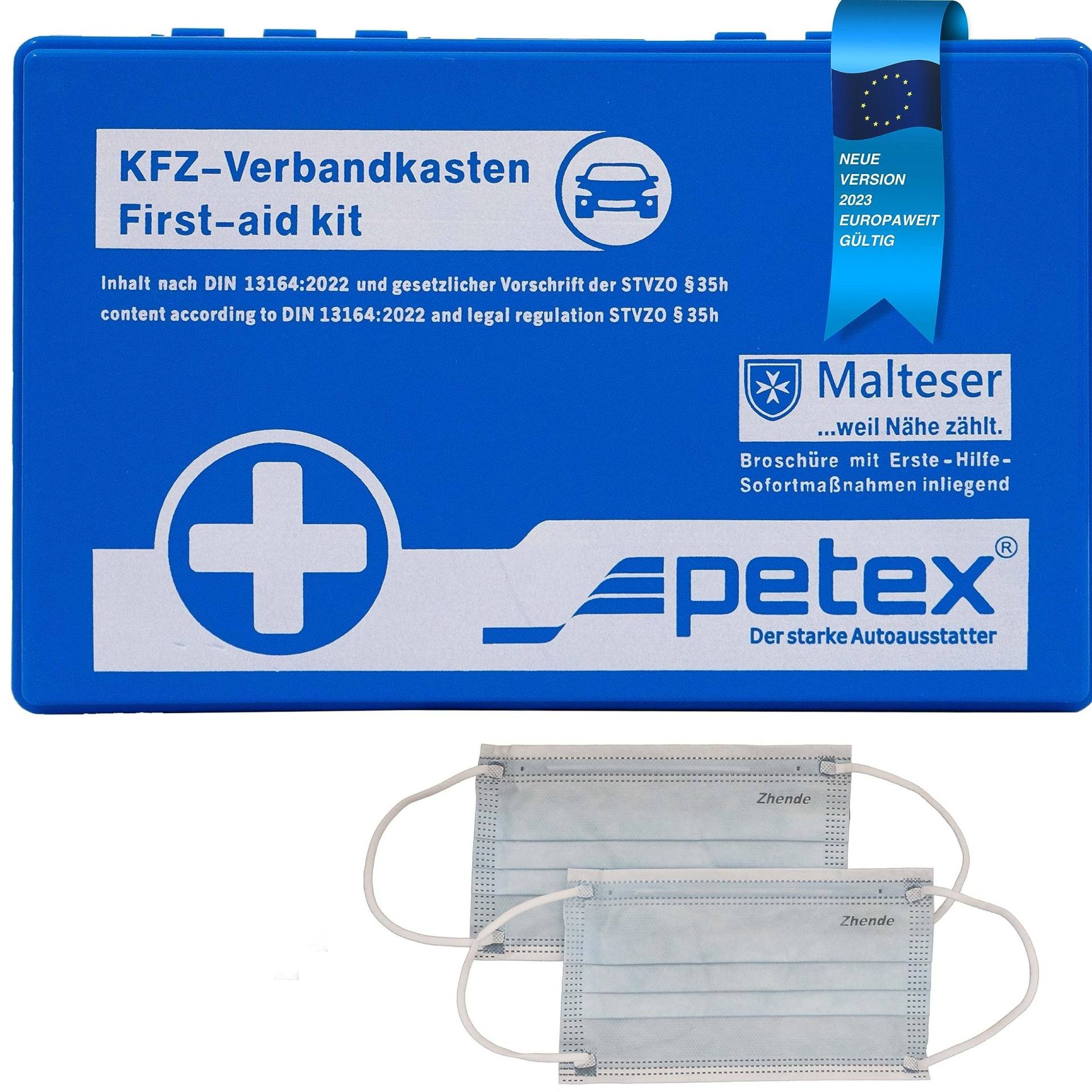 PETEX 43920005 Verbandkasten Inhalt nach DIN 13164:2022, blau von PETEX