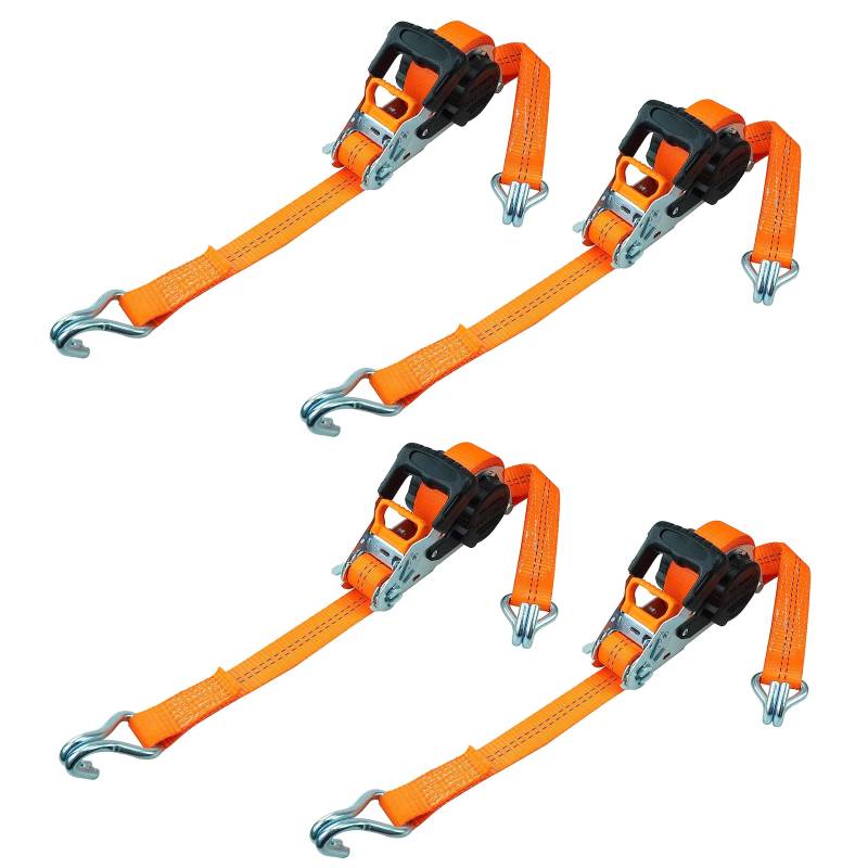 PETEX 4X Automatik-Ratschenspanngurt, selbstaufrollend, 1-teilig, 5 m x 35 mm, 1.000/2.000 daN, orange, Doppelspitzhaken von PETEX