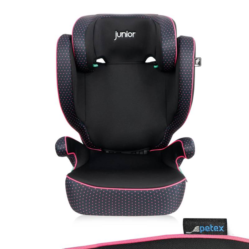 PETEX Auto-Kindersitz mit ISOFIX - Basic Plus i-Size Norm nach ECE R129 für Kinder von ca. 100-150 cm, höhenverstellbarer Kinderautositz in pink, 1 Stück von PETEX