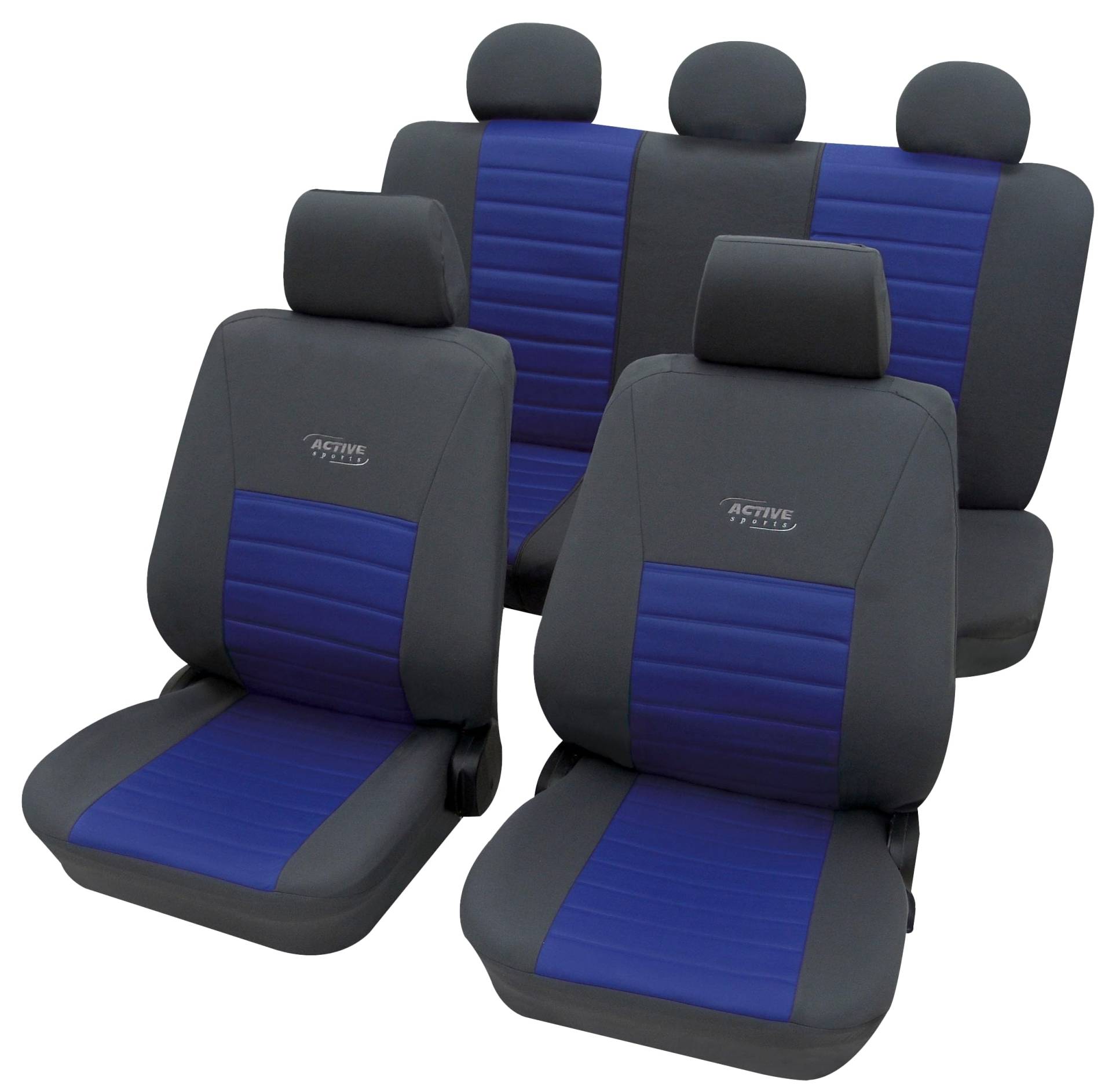 PETEX Auto Sitzbezüge Universal Komplett Set 11-teilig - Active Sports blau, Eco Class mit SAB 1 Vario von PETEX