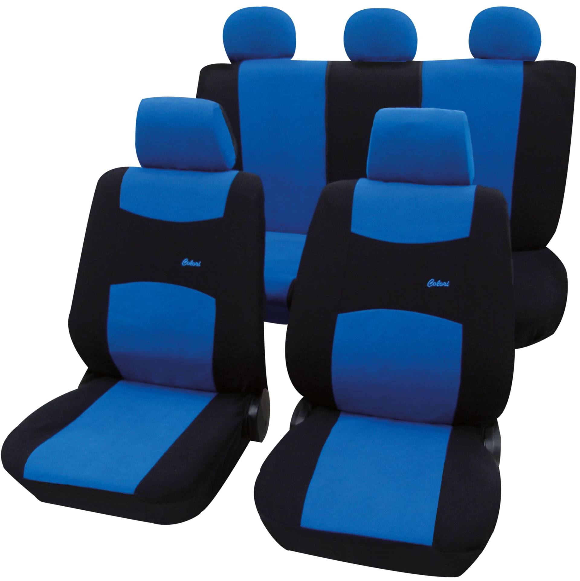 PETEX Auto Sitzbezüge Universal Komplett Set 11-teilig - Colori blau, Eco Class mit SAB 1 Vario von PETEX