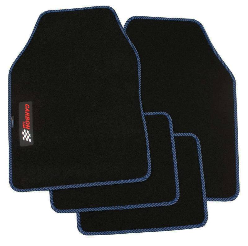 PETEX Carbon Autoteppich Universal 4-teilig schwarz/blau von PETEX