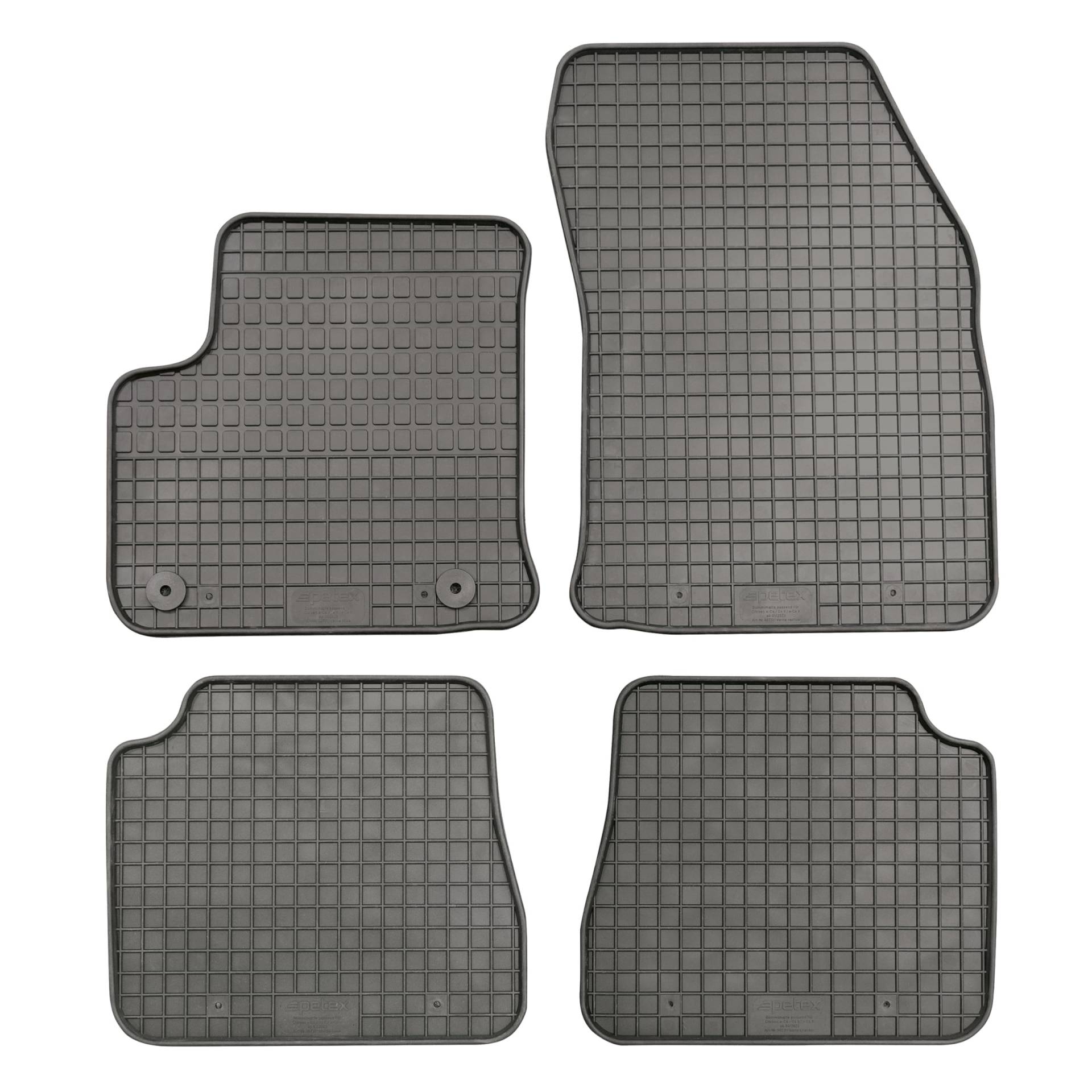 PETEX Passform Gummimatte für Citroen e-C4 / e-C4 X ab 01/2023, 4-teiliges Set, PKW Auto Fußmatte, schwarz, robust, wetterfest von PETEX