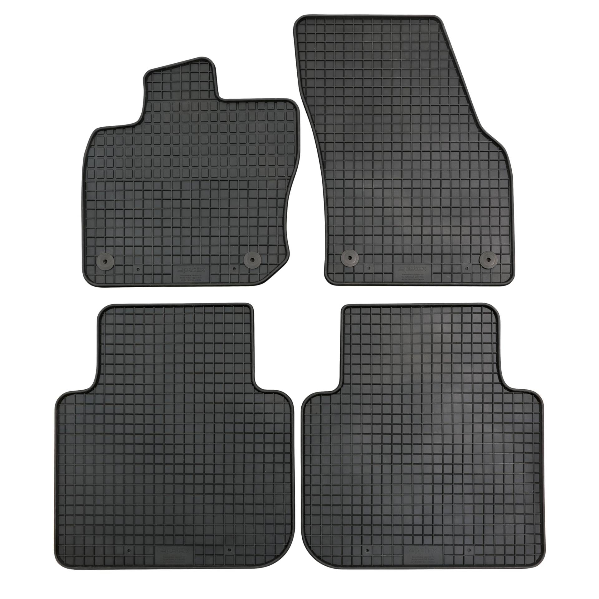 PETEX Passform Gummimatte für Skoda Kodiaq II ab 01/2024, 4-teiliges Set, PKW Auto Fußmatte, schwarz, robust, wetterfest von PETEX