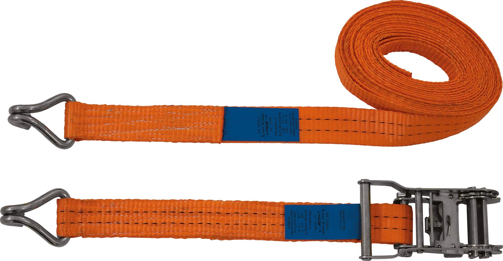 PETEX 43192835 Ratschenspanngurt 2-Teilig, 6 M, 35 mm, 1000/2000 Dan, Doppelspitzhaken, Orange, Orangen von PETEX