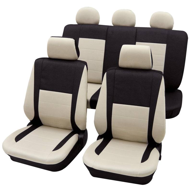 PETEX Auto Sitzbezüge Universal Komplett Set 17-teilig - Elegance beige, Eco Class mit SAB 1 Vario Plus von PETEX