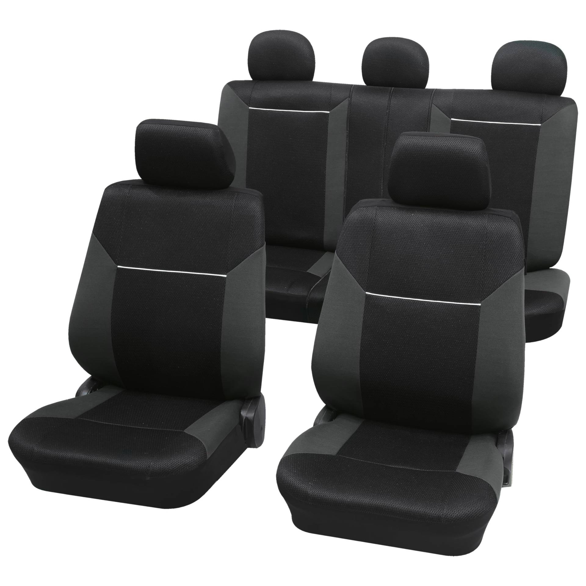 PETEX Auto Sitzbezüge Universal Komplett Set 11-teilig - Prestige schwarz, Eco Class mit SAB 1 Vario von PETEX