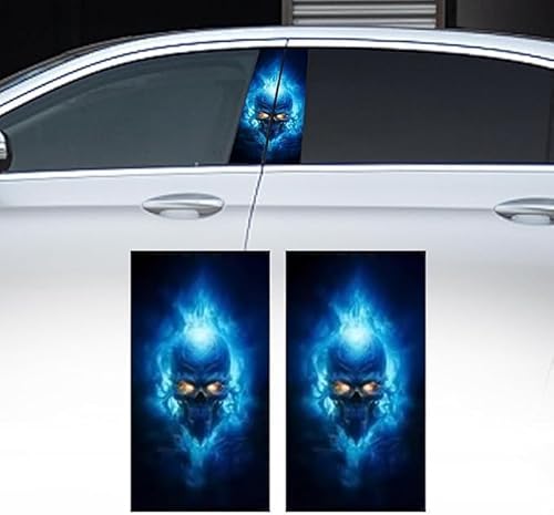 PETSBURG 2 Stück Auto-Mittelsäulen-Aufkleber, HD-Gedruckter PVC-Totenkopf-Aufkleber, Halloween-PVC-Totenkopf-Aufkleber, personalisierter Totenkopf-Auto-Aufkleber für Auto, Kratzfeste Aufkleber (SD) von PETSBURG